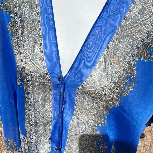 Blue and Silver Paisley Kimono OS Jack & Missy - Picture 3 of 8